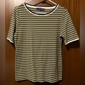 Tommy Hilfiger, size M, olive green stripes